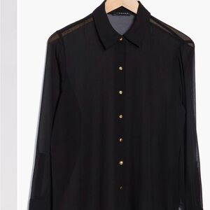 T Tahari Black Sheer Dress Shirt